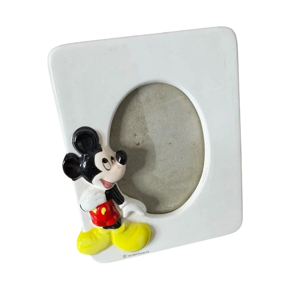Disney Mickey Mouse Vintage Ceramic Picture Frame Burnes of Boston White 3D 4x5